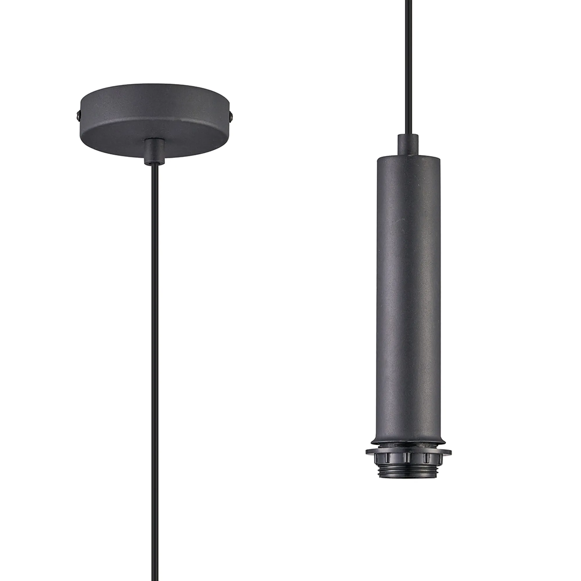 D0890BL  Wick 1.5m 1 Light Pendant, 1 x E27, Satin Black